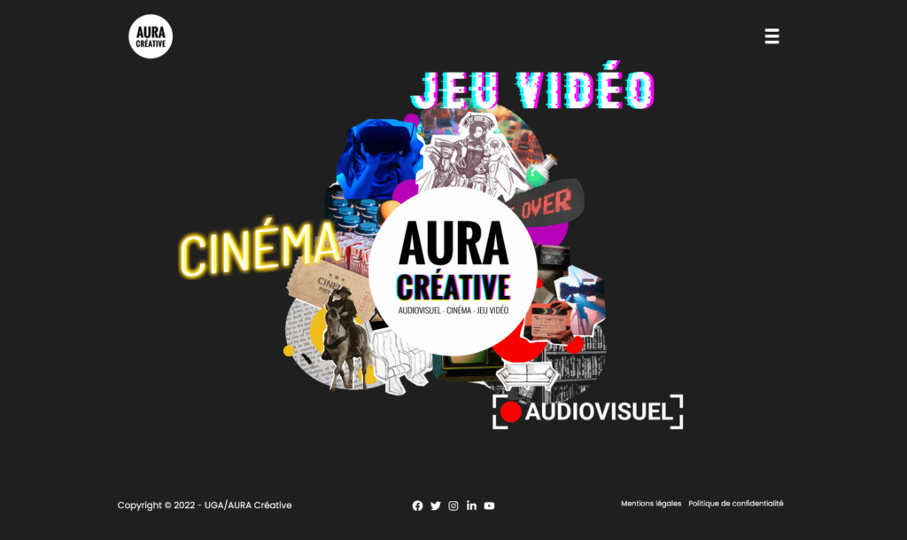 Image de la page d'accueil du site AURA Créative